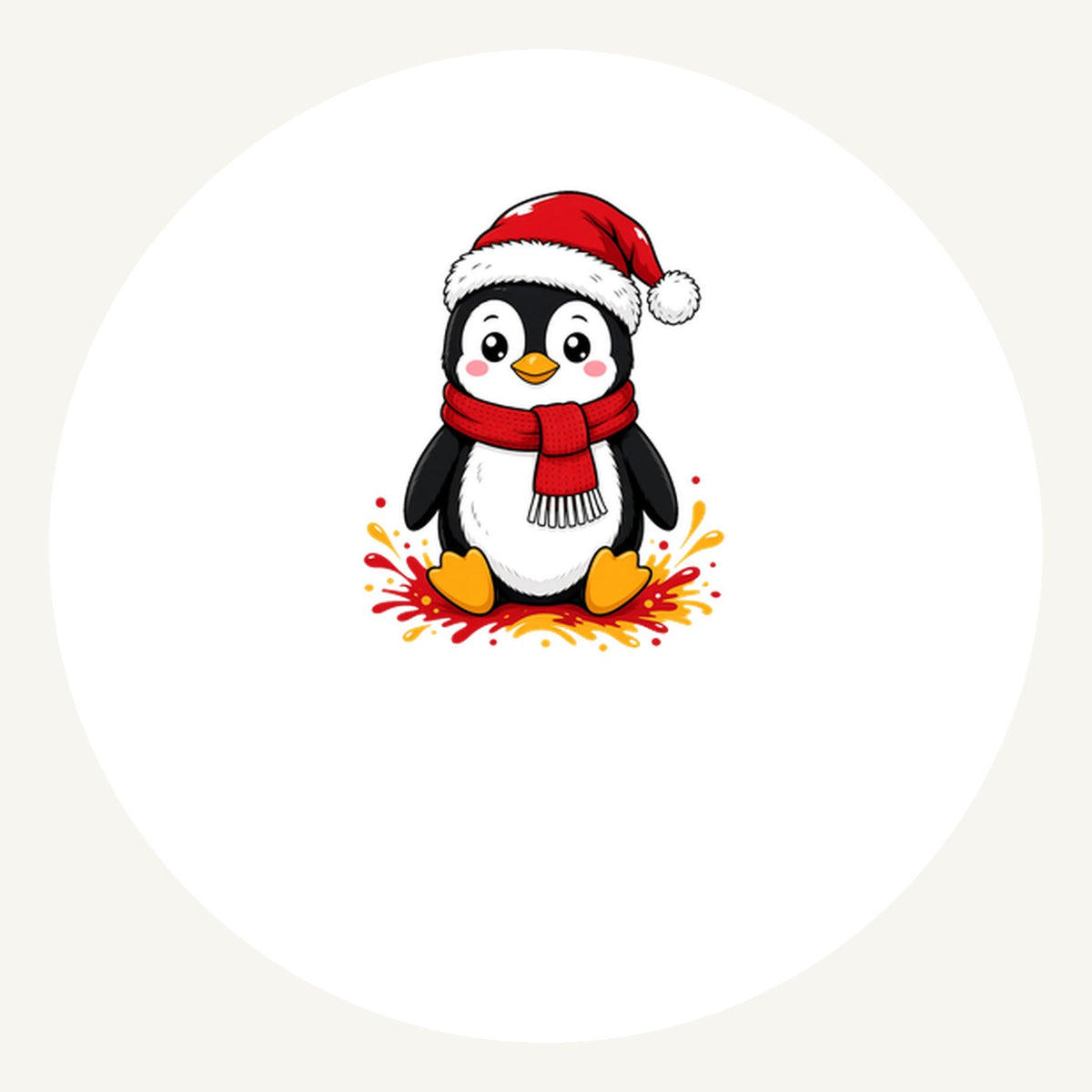 Baby Penguin in Santa Hat Personalised Pewter Christmas Ornament