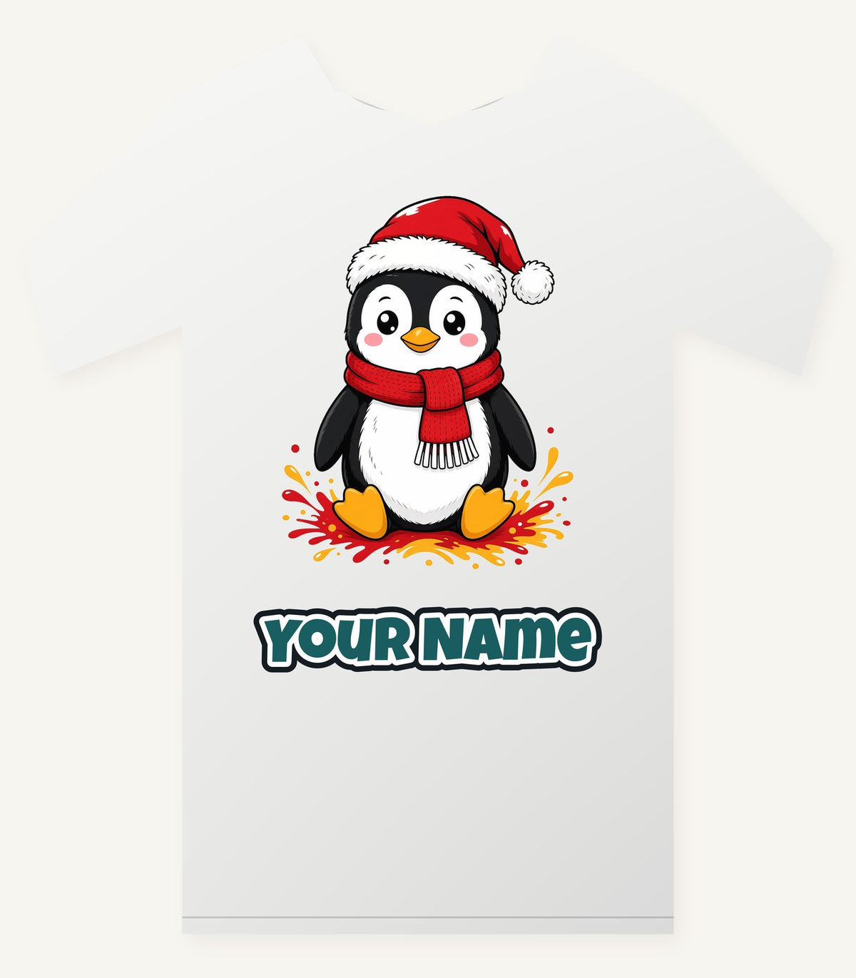 Baby Penguin in Santa Hat Personalised Christmas T-Shirt and Hoodie