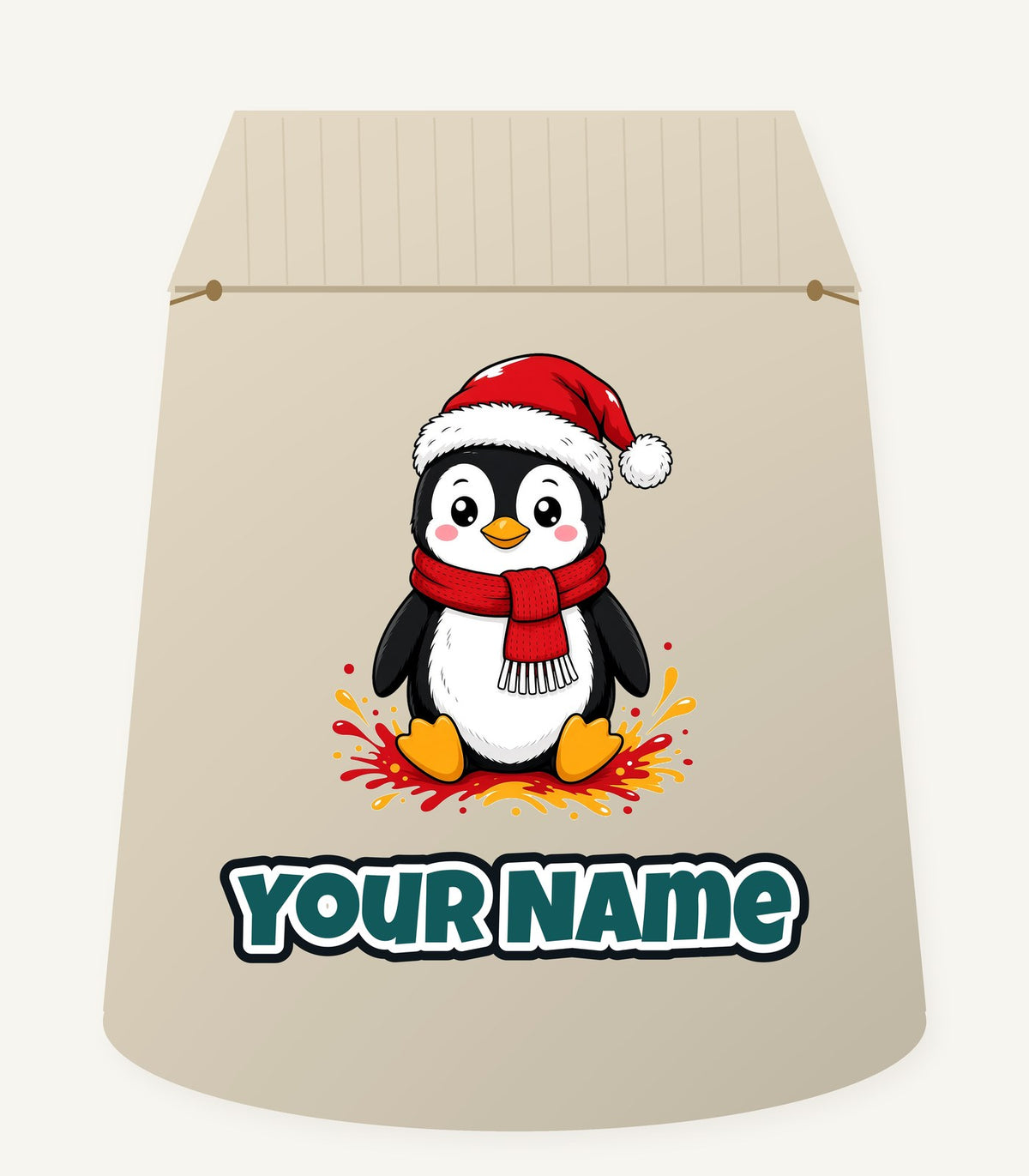 Baby Penguin in Santa Hat Personalised Santa Sack
