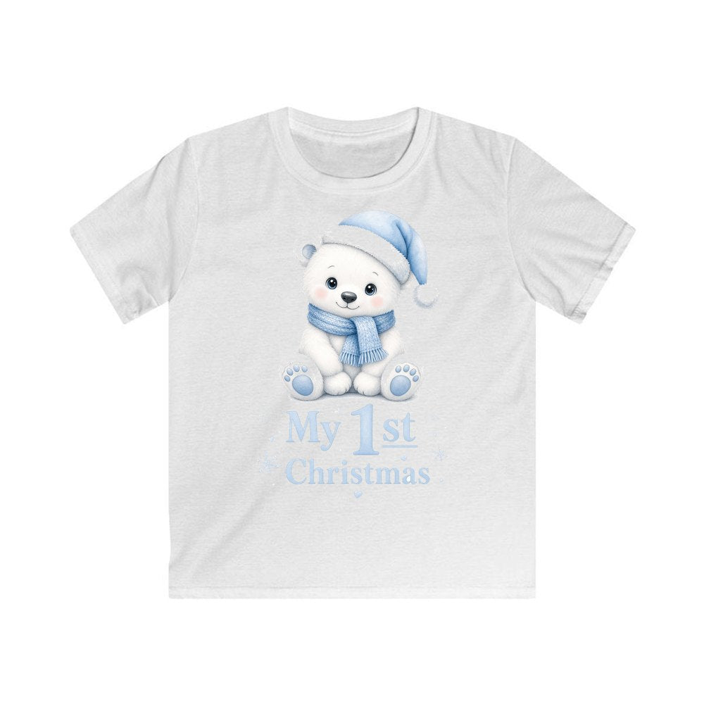 Baby Polar Bear First Christmas personalised kids Christmas tee in white