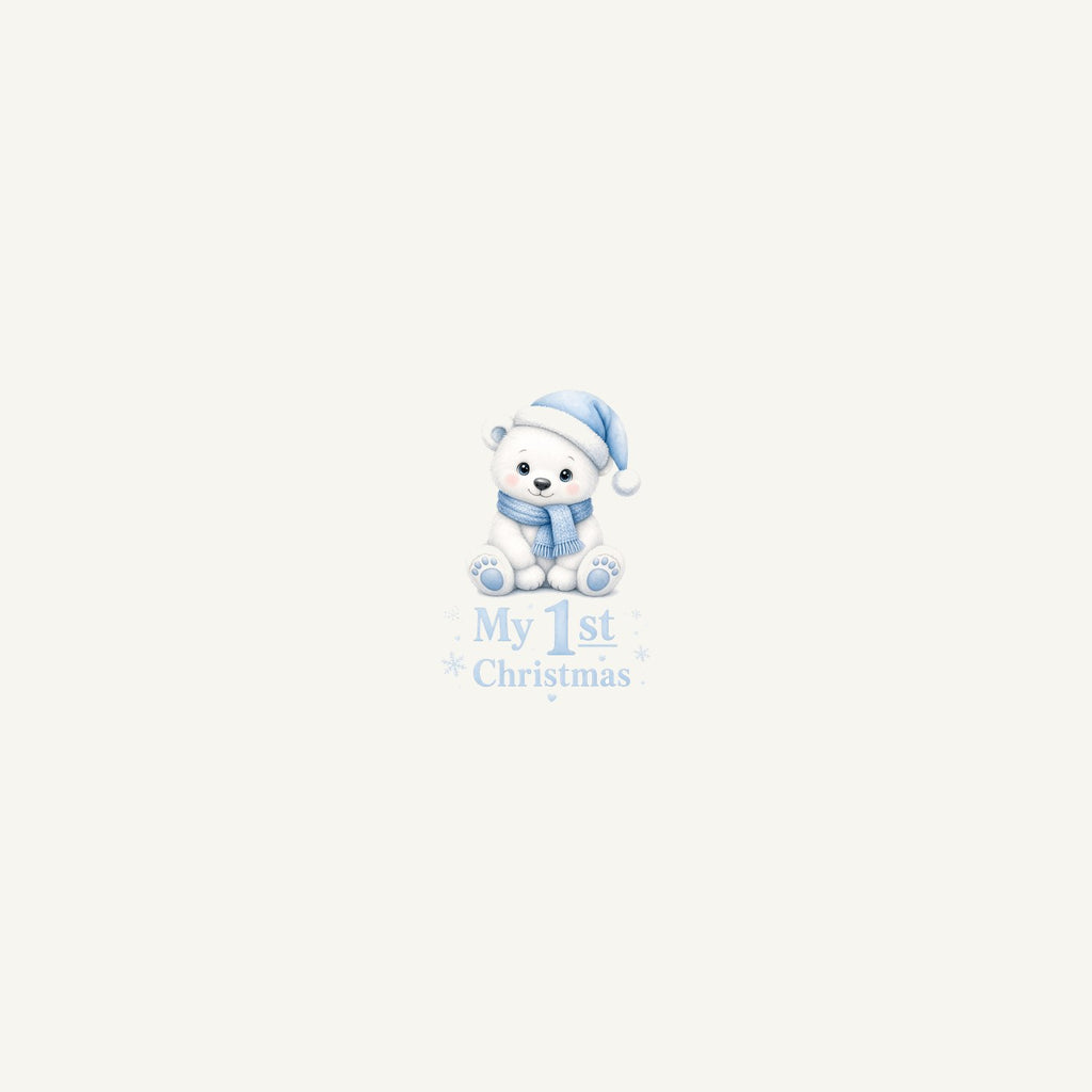 Baby Polar Bear First Christmas Personalised Beach Towel