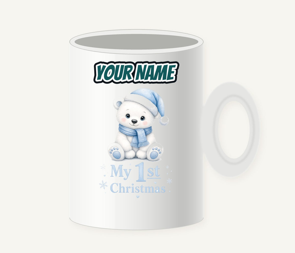 Baby Polar Bear First Christmas Personalised Christmas Mug