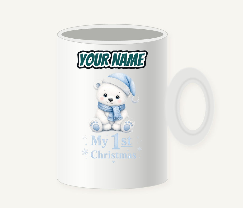 Baby Polar Bear First Christmas Personalised Christmas Mug