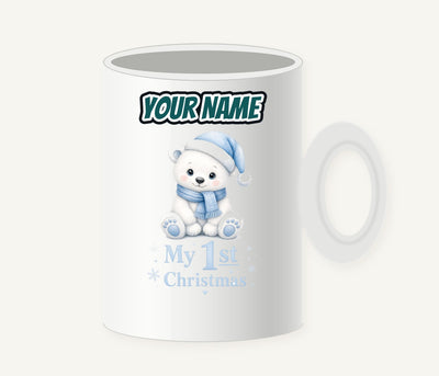 Baby Polar Bear First Christmas Personalised Christmas Mug