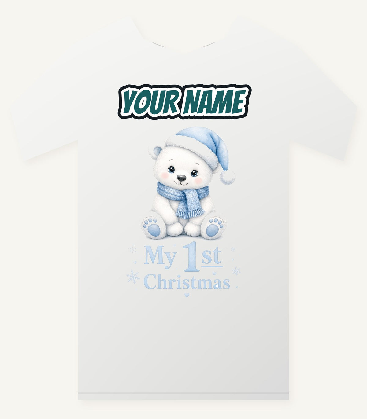 Baby Polar Bear First Christmas Personalised Christmas T-Shirt and Hoodie