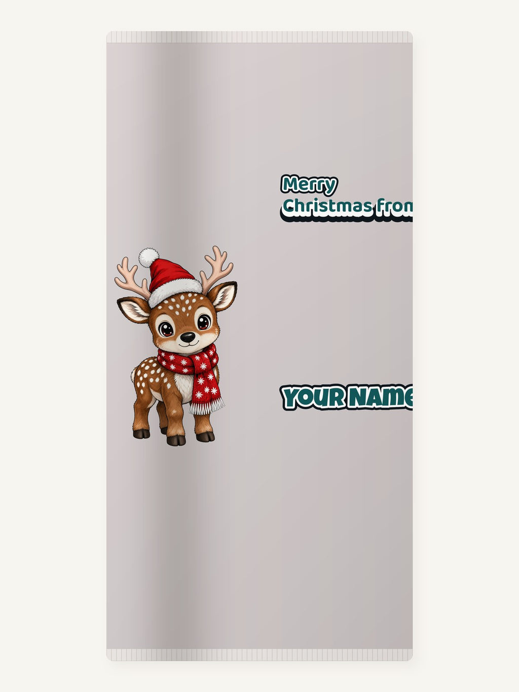 Baby Reindeer In Santa Hat Personalised Beach Towel