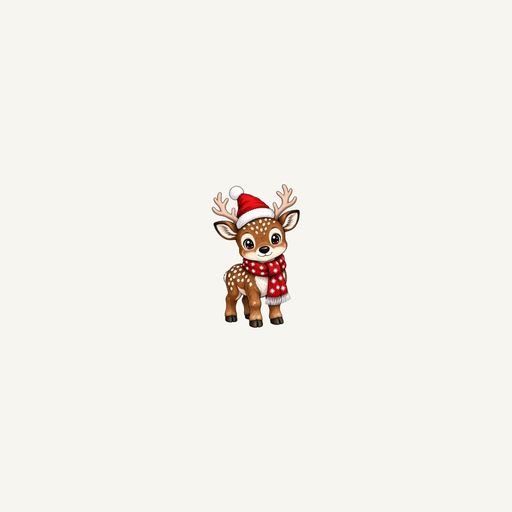Baby Reindeer In Santa Hat Personalised Beach Towel