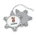 Baby Reindeer In Santa Hat Personalised Pewter Christmas Ornament
