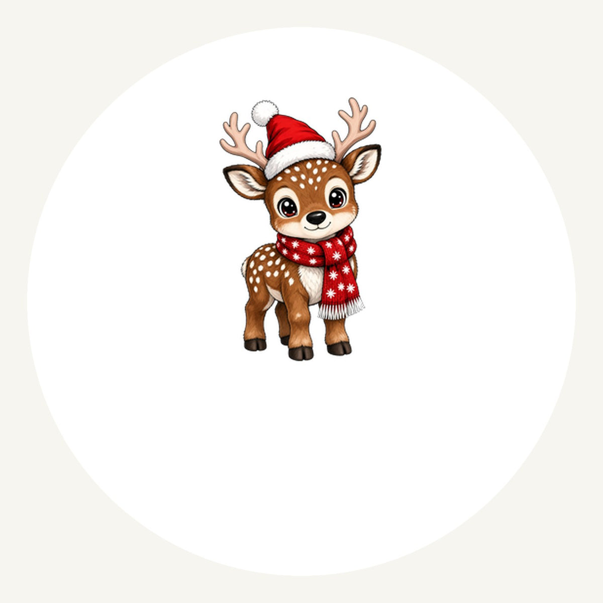 Baby Reindeer In Santa Hat Personalised Pewter Christmas Ornament