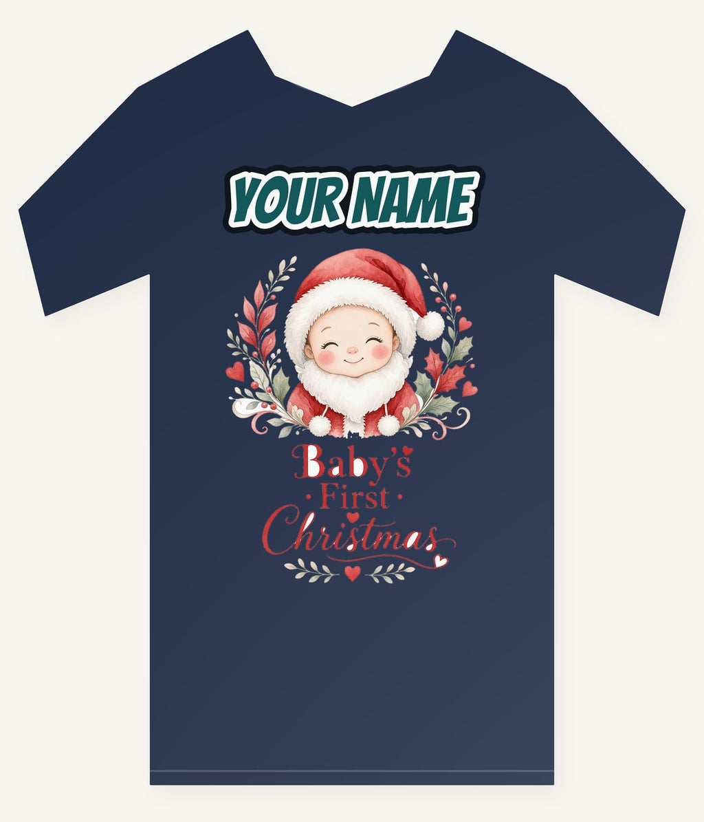 Baby Santa Wreath Personalised Kids and Baby Christmas Tee