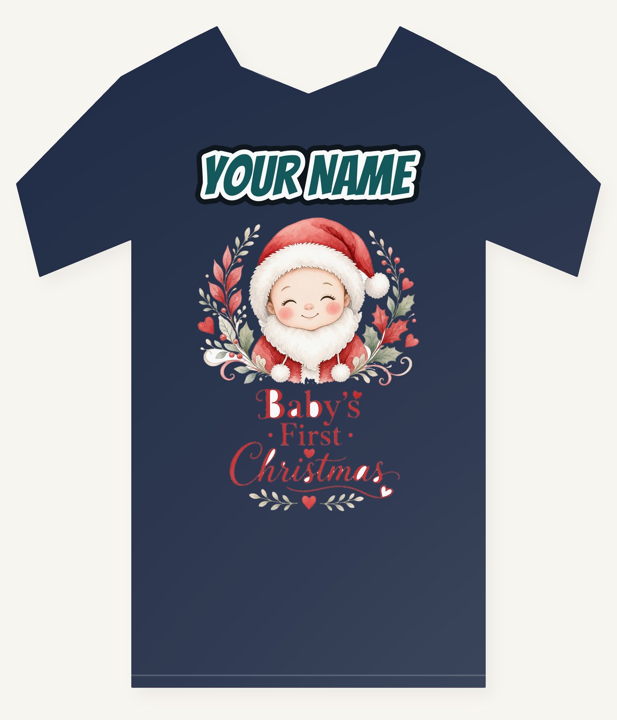 Baby Santa Wreath Personalised Kids and Baby Christmas Tee