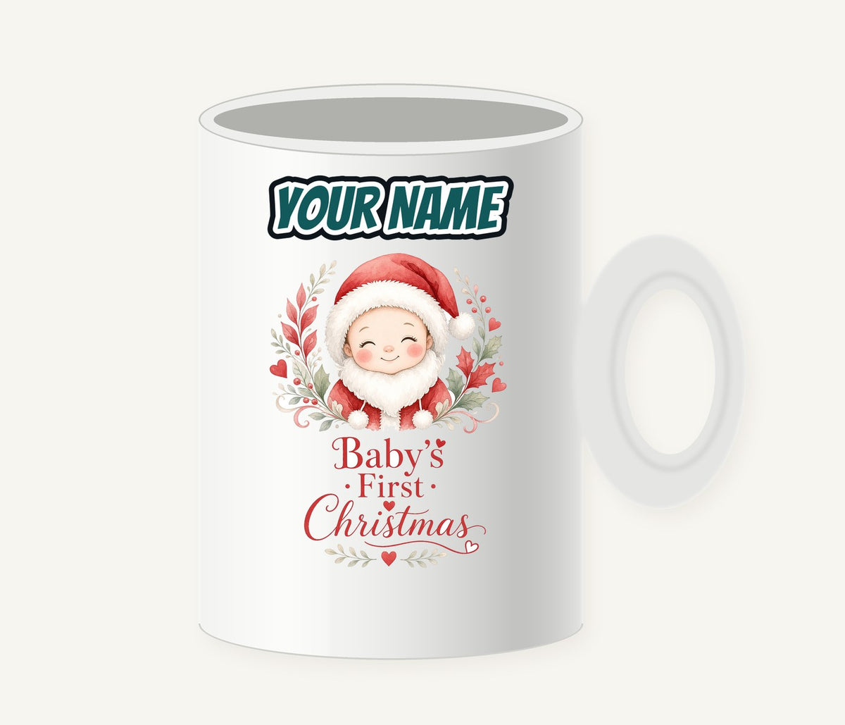 Baby Santa Wreath Personalised Christmas Mug