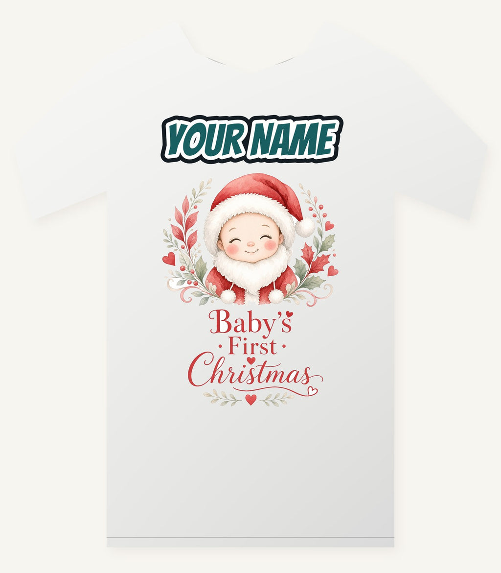 Baby Santa Wreath Personalised Christmas T-Shirt and Hoodie