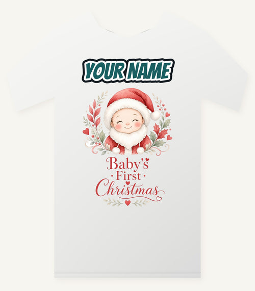 Baby Santa Wreath Personalised Christmas T-Shirt and Hoodie