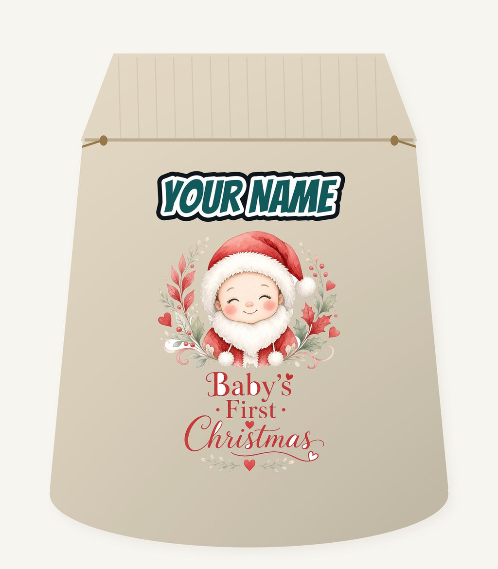 Baby Santa Wreath Personalised Santa Sack