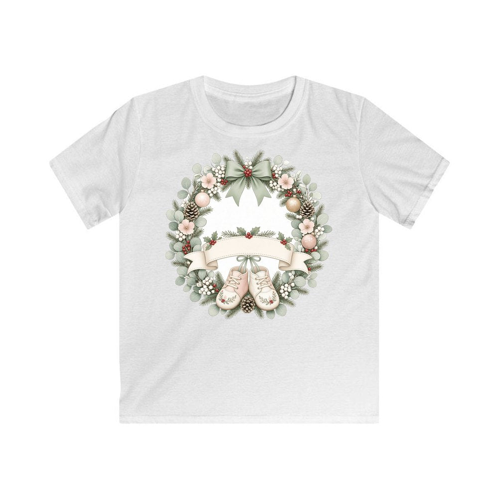 Baby Wreath With Blank Banner personalised kids Christmas tee in white