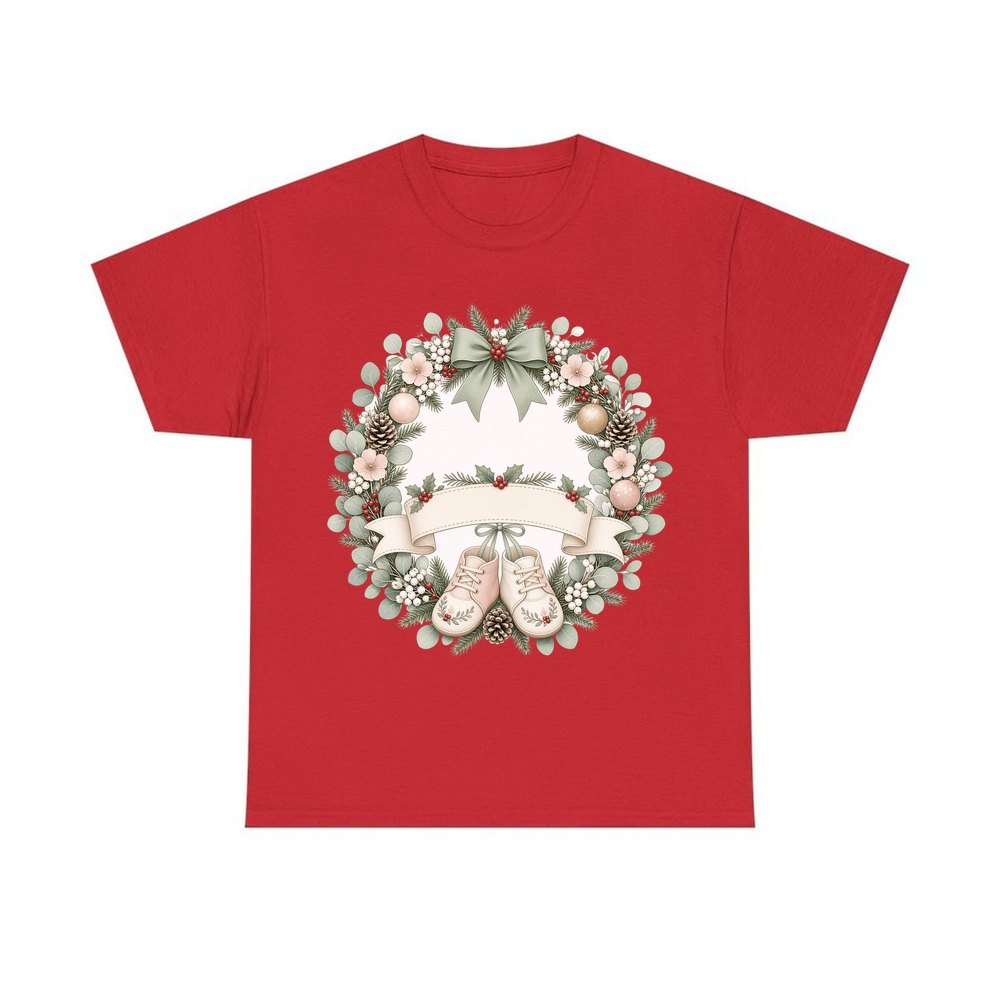 Baby Wreath With Blank Banner personalised Christmas T-shirt in red