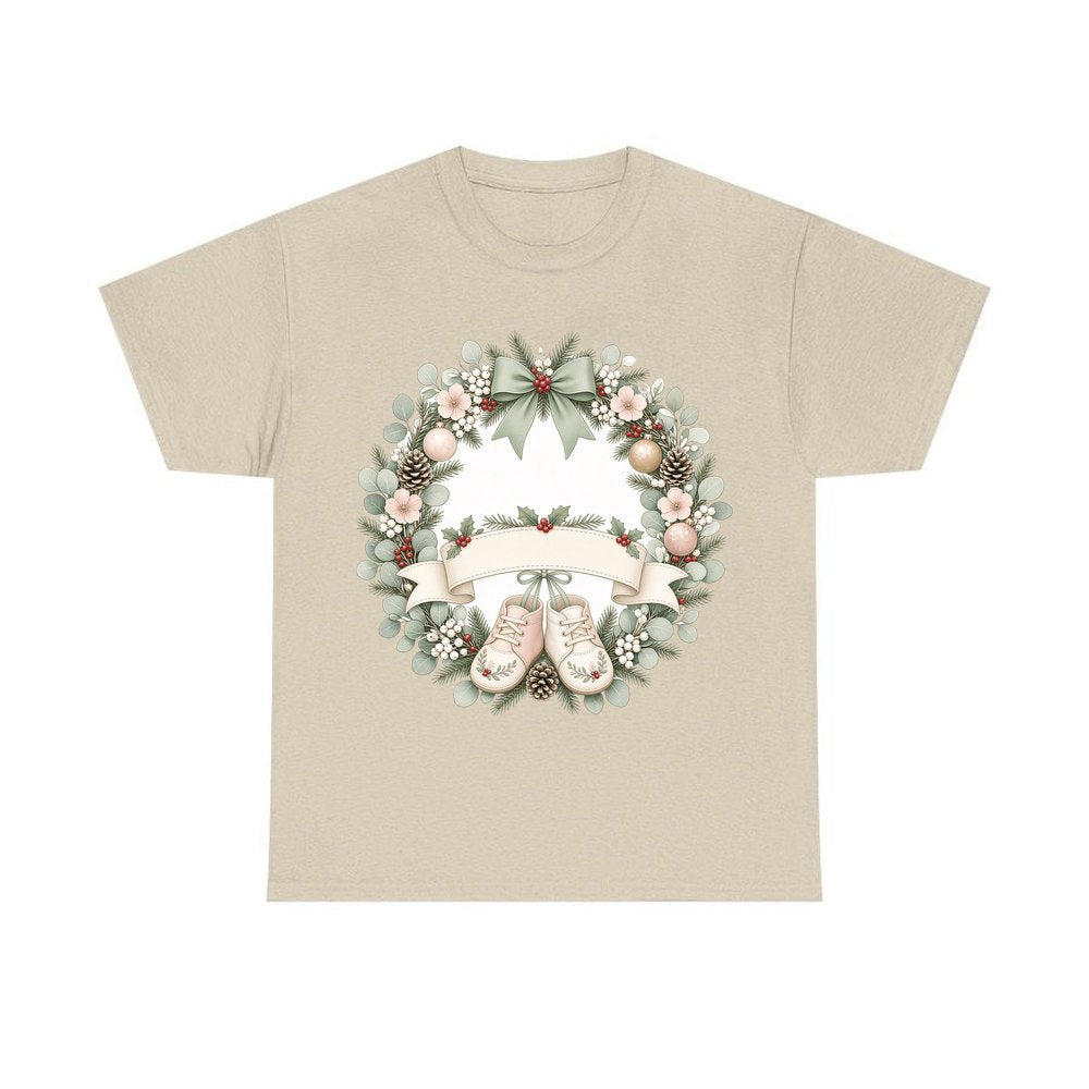 Baby Wreath With Blank Banner personalised Christmas T-shirt in sand