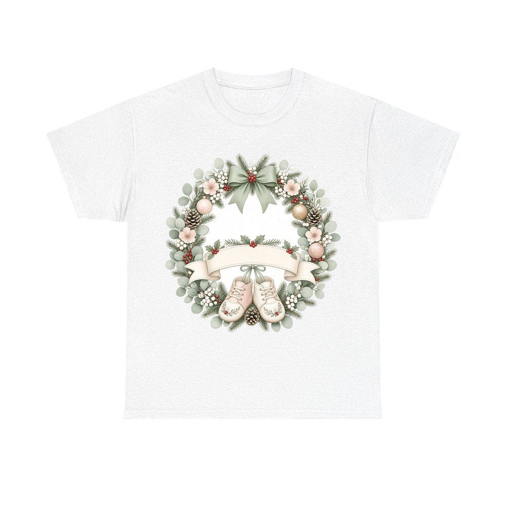 Baby Wreath With Blank Banner personalised Christmas T-shirt in white