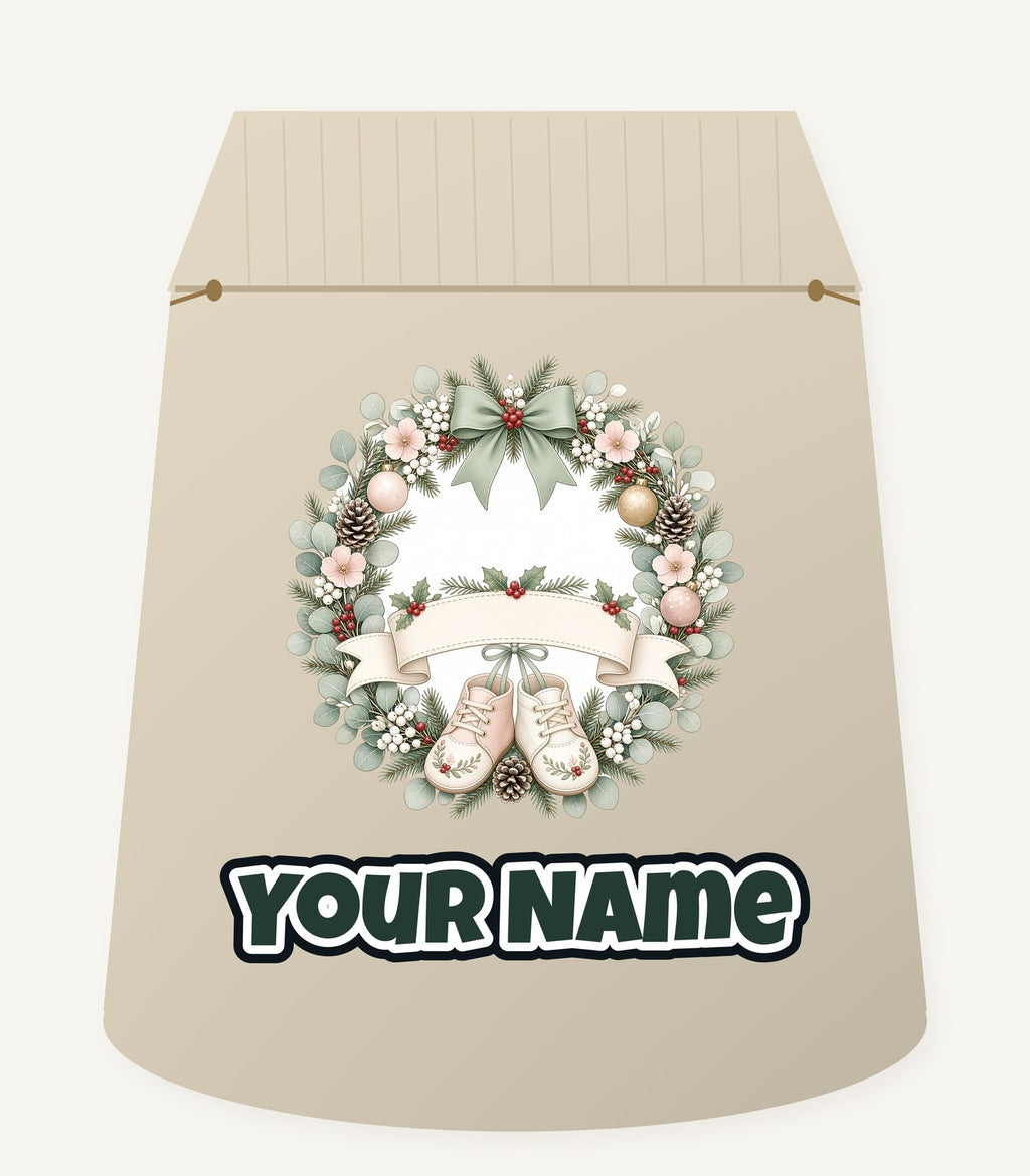 Baby Wreath With Blank Banner Personalised Santa Sack