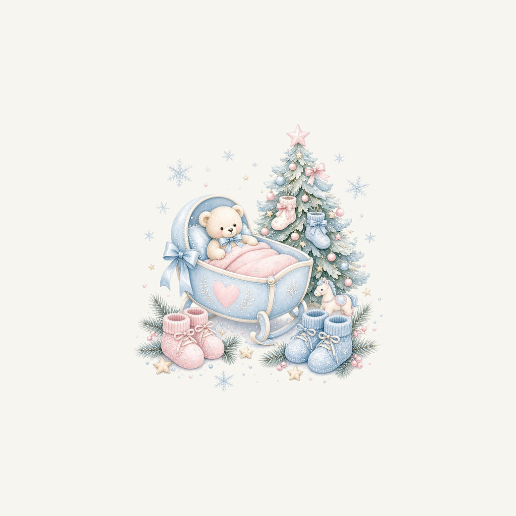Baby's First Christmas Cot and Tree Personalised Christmas Mug