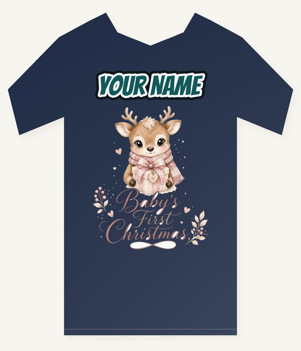 Baby's First Christmas Fawn Personalised Kids and Baby Christmas Tee