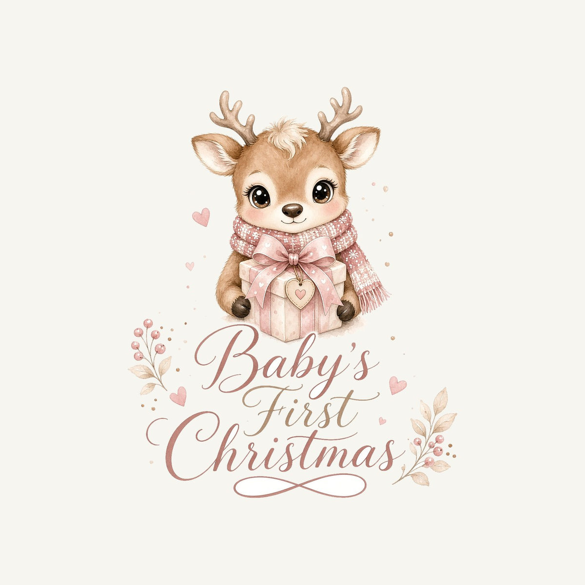 Baby's First Christmas Fawn Personalised Kids and Baby Christmas Tee