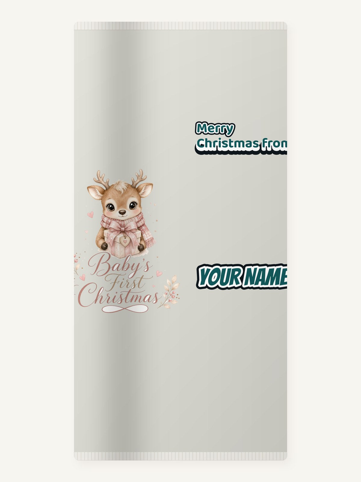 Baby's First Christmas Fawn Personalised Beach Towel