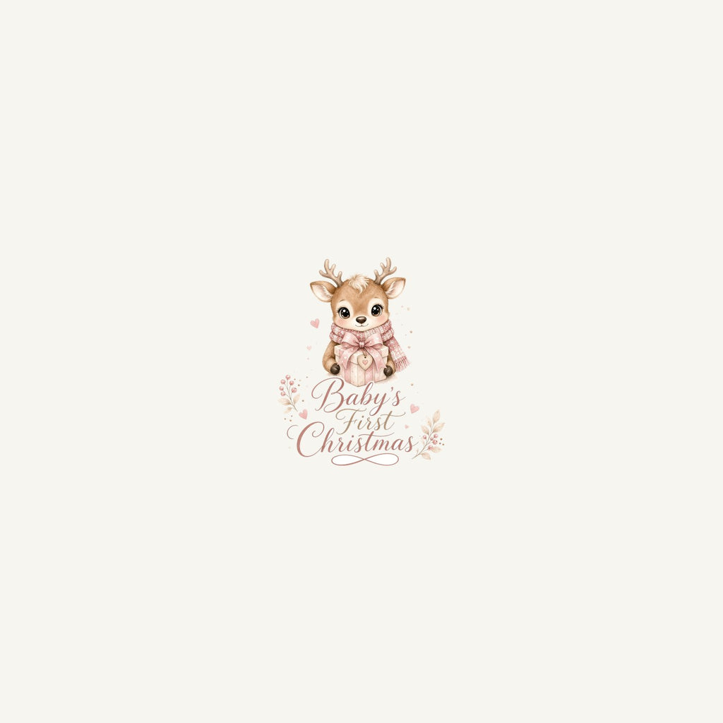 Baby's First Christmas Fawn Personalised Beach Towel