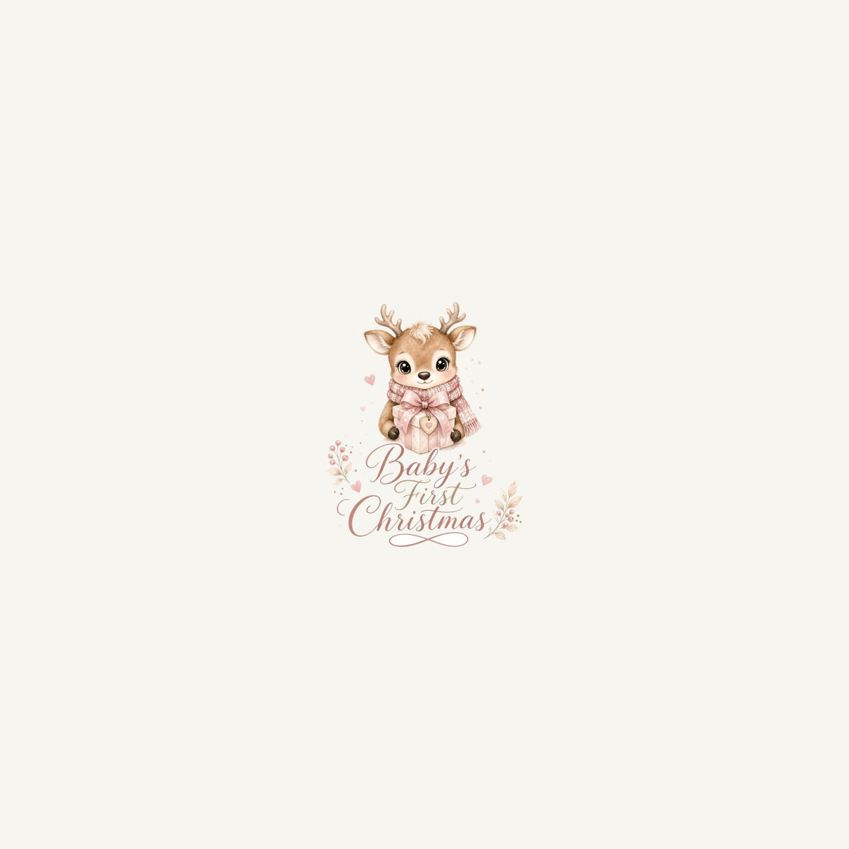 Baby's First Christmas Fawn Personalised Beach Towel