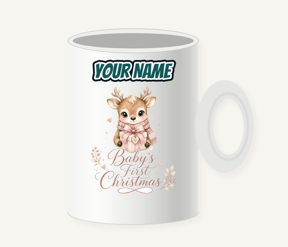 Baby's First Christmas Fawn Personalised Christmas Mug