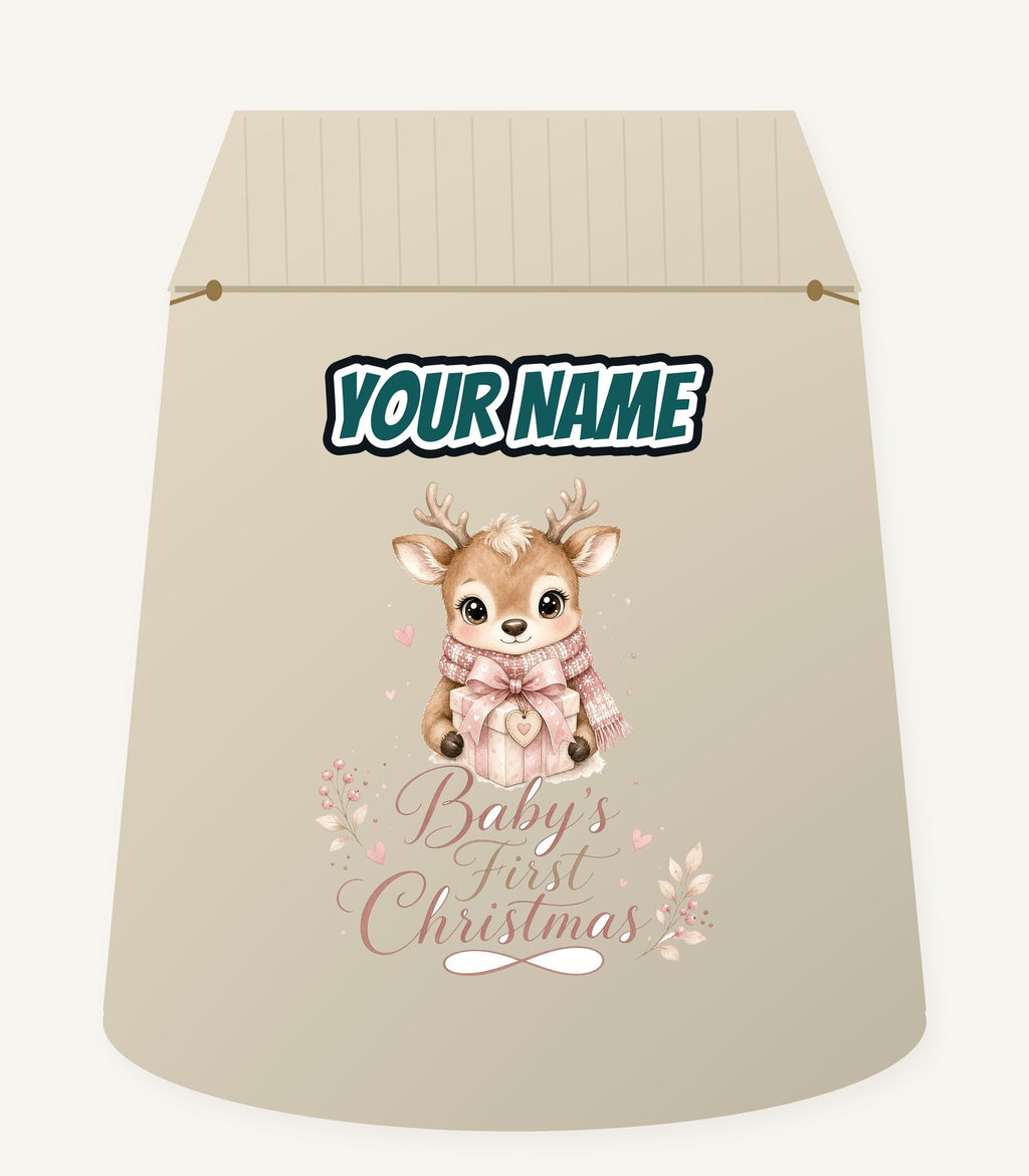 Baby's First Christmas Fawn Personalised Santa Sack