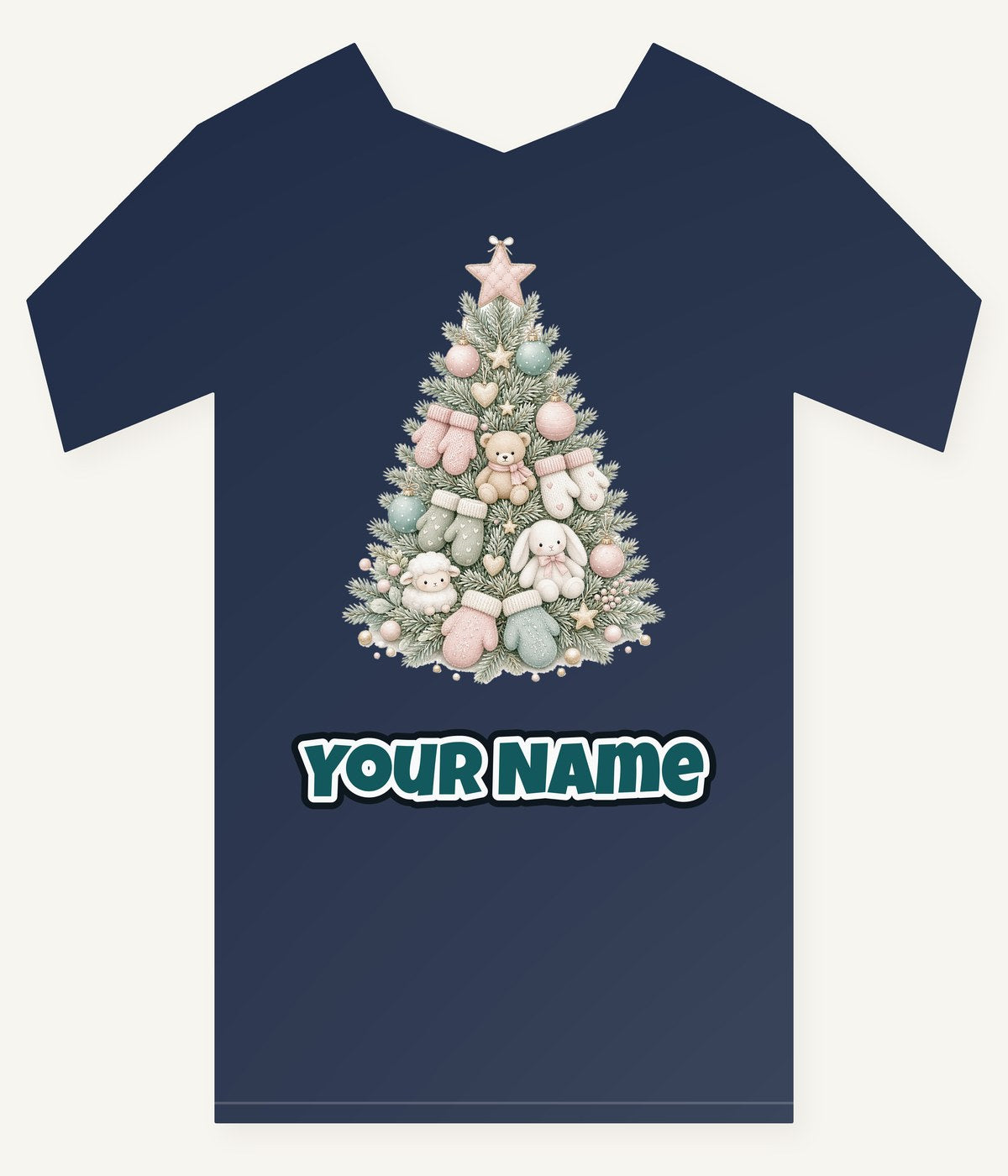 Baby's First Christmas Pastel Tree Personalised Kids Tee and Baby Bodysuit
