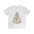 Babys First Christmas Pastel Tree Kids Christmas Tee design on a white kids tee