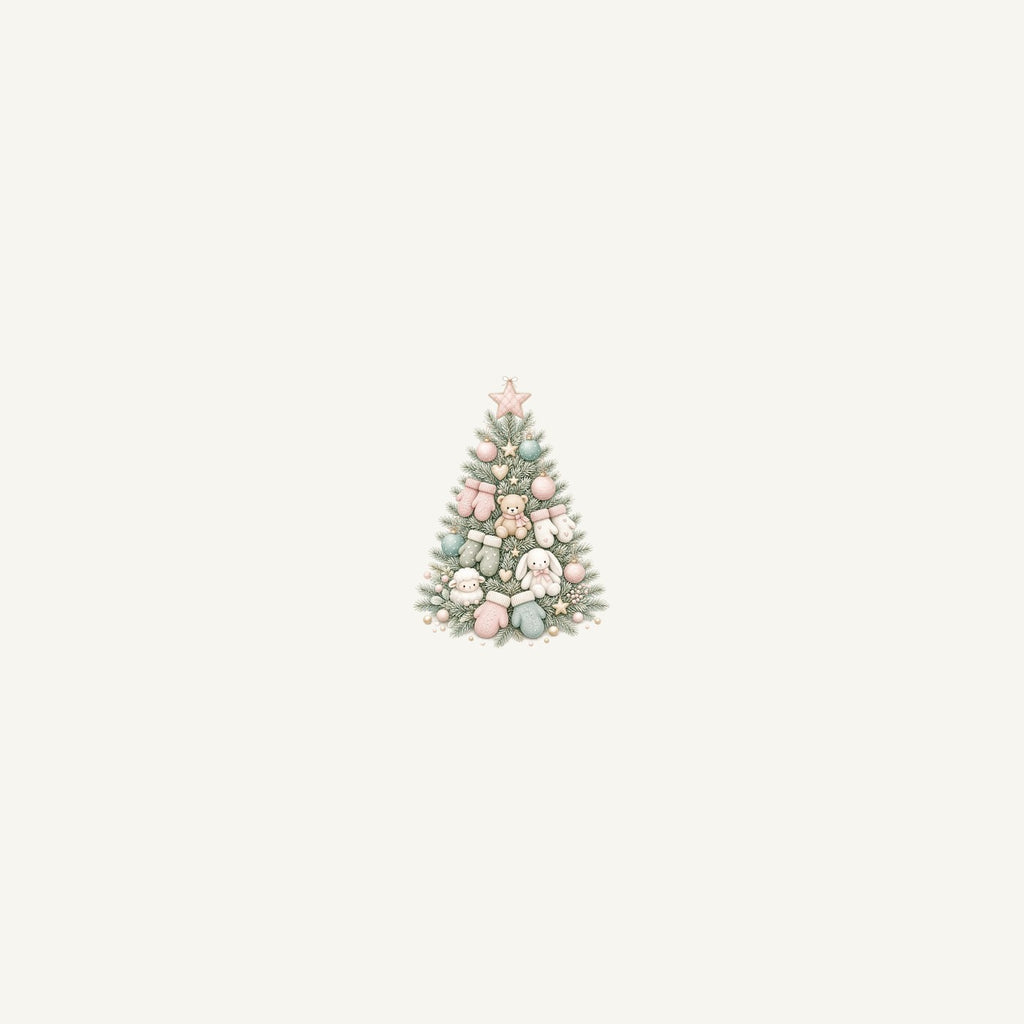 Baby's First Christmas Pastel Tree Personalised Beach Towel