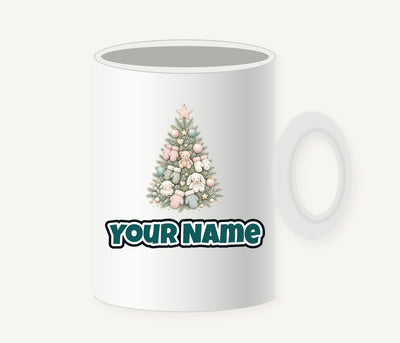 Baby's First Christmas Pastel Tree Personalised Christmas Mug