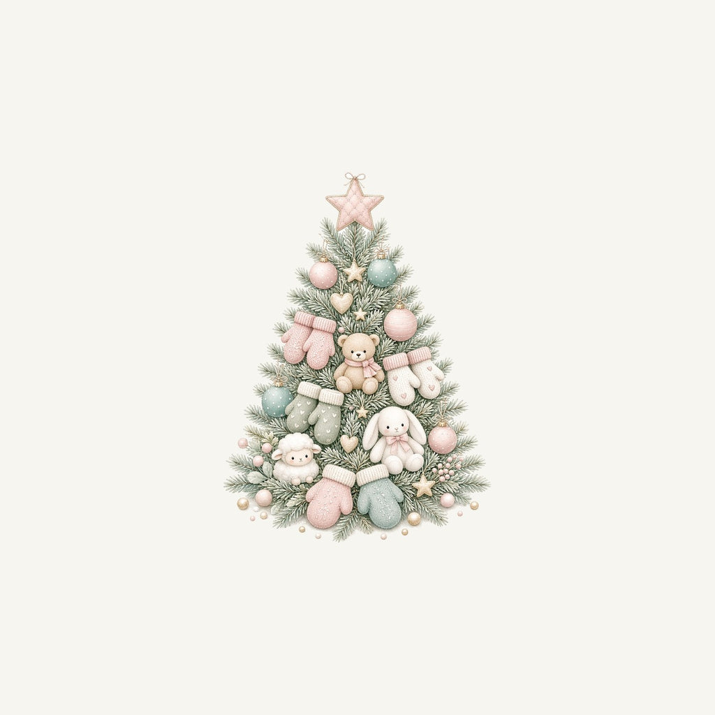 Baby's First Christmas Pastel Tree Personalised Christmas Mug