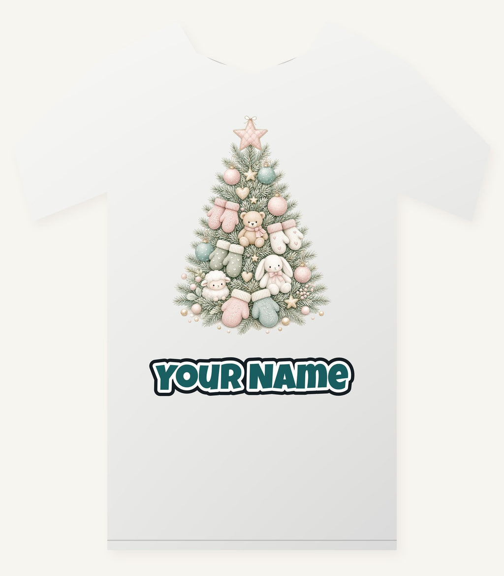 Baby's First Christmas Pastel Tree Personalised Christmas T-Shirt and Hoodie