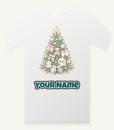 Baby's First Christmas Pastel Tree Personalised Christmas T-Shirt and Hoodie