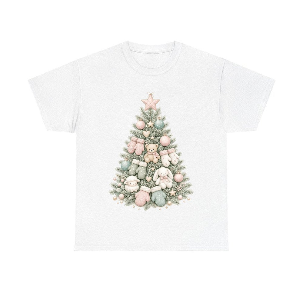 Babys First Christmas Pastel Tree design on a white tee