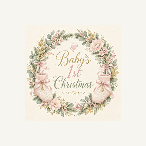 Baby's First Christmas Wreath Personalised Kids and Baby Christmas Tee
