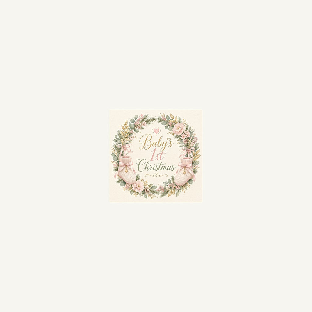 Baby's First Christmas Wreath Personalised Beach Towel