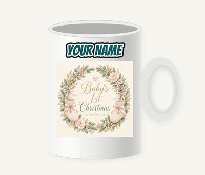 Baby's First Christmas Wreath Personalised Christmas Mug