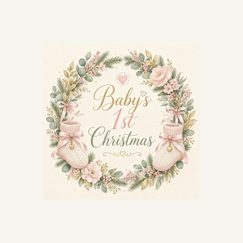 Baby's First Christmas Wreath Personalised Christmas T-Shirt and Hoodie