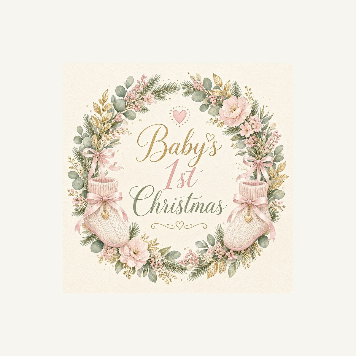 Baby's First Christmas Wreath Personalised Christmas T-Shirt and Hoodie