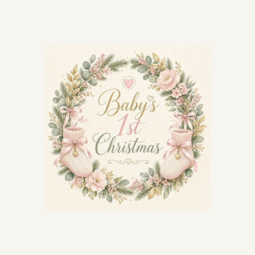 Baby's First Christmas Wreath Personalised Christmas T-Shirt and Hoodie