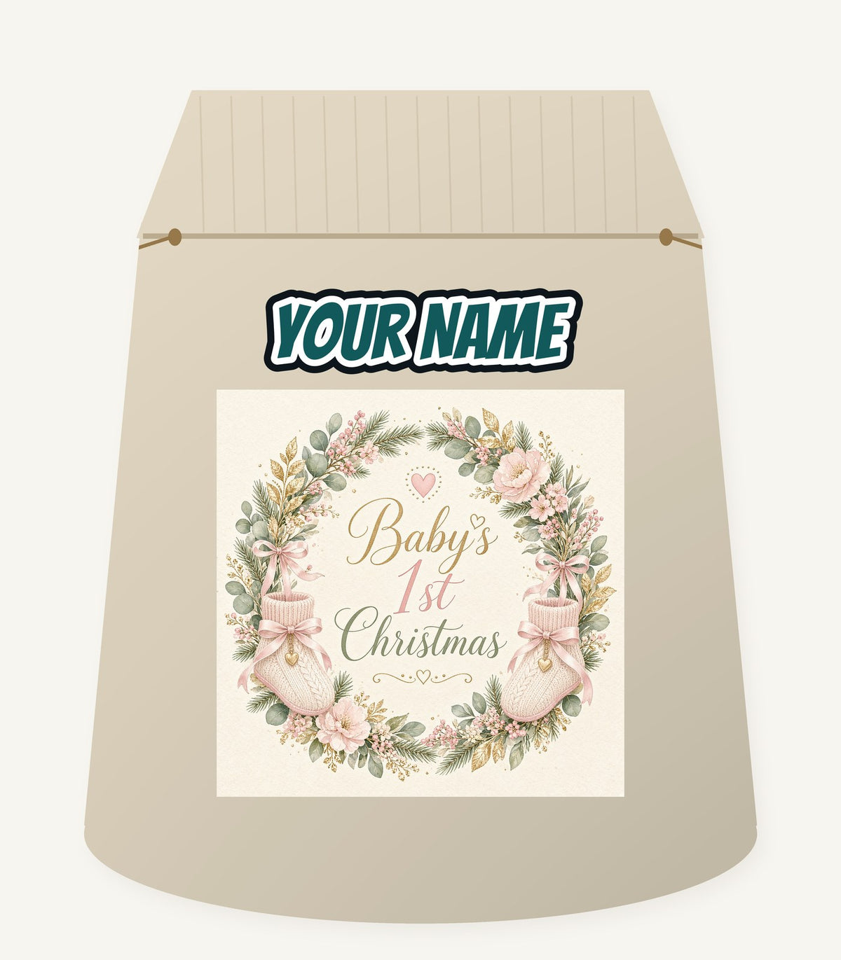 Baby's First Christmas Wreath Personalised Santa Sack