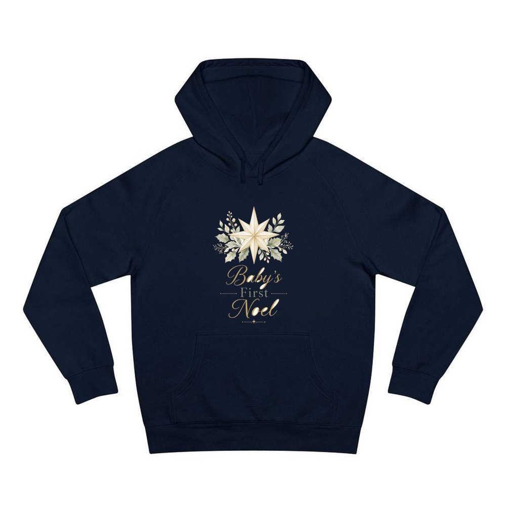 Baby's First Noel Star personalised Christmas hoodie in navy
