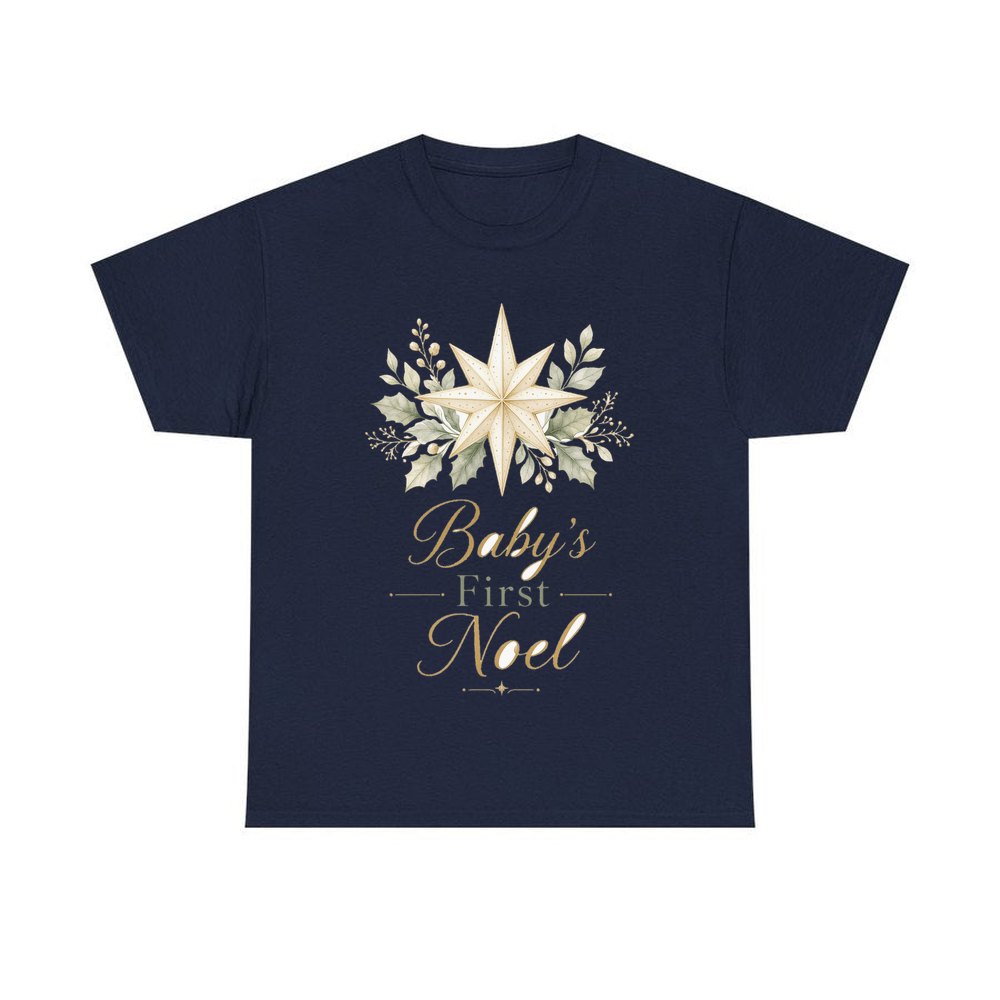 Baby's First Noel Star personalised Christmas T-shirt in navy