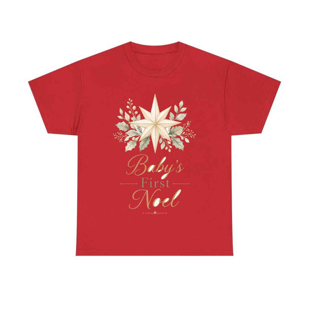 Baby's First Noel Star personalised Christmas T-shirt in red